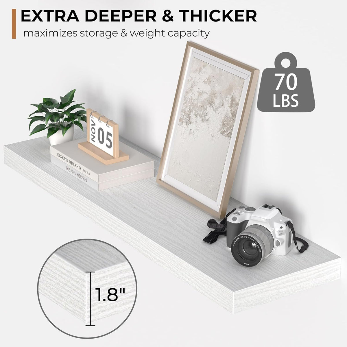 Floating Shelves - 10.3 Inch Deep Wall Shelf for Decor & Storage - Wall Mounted Display Shelving