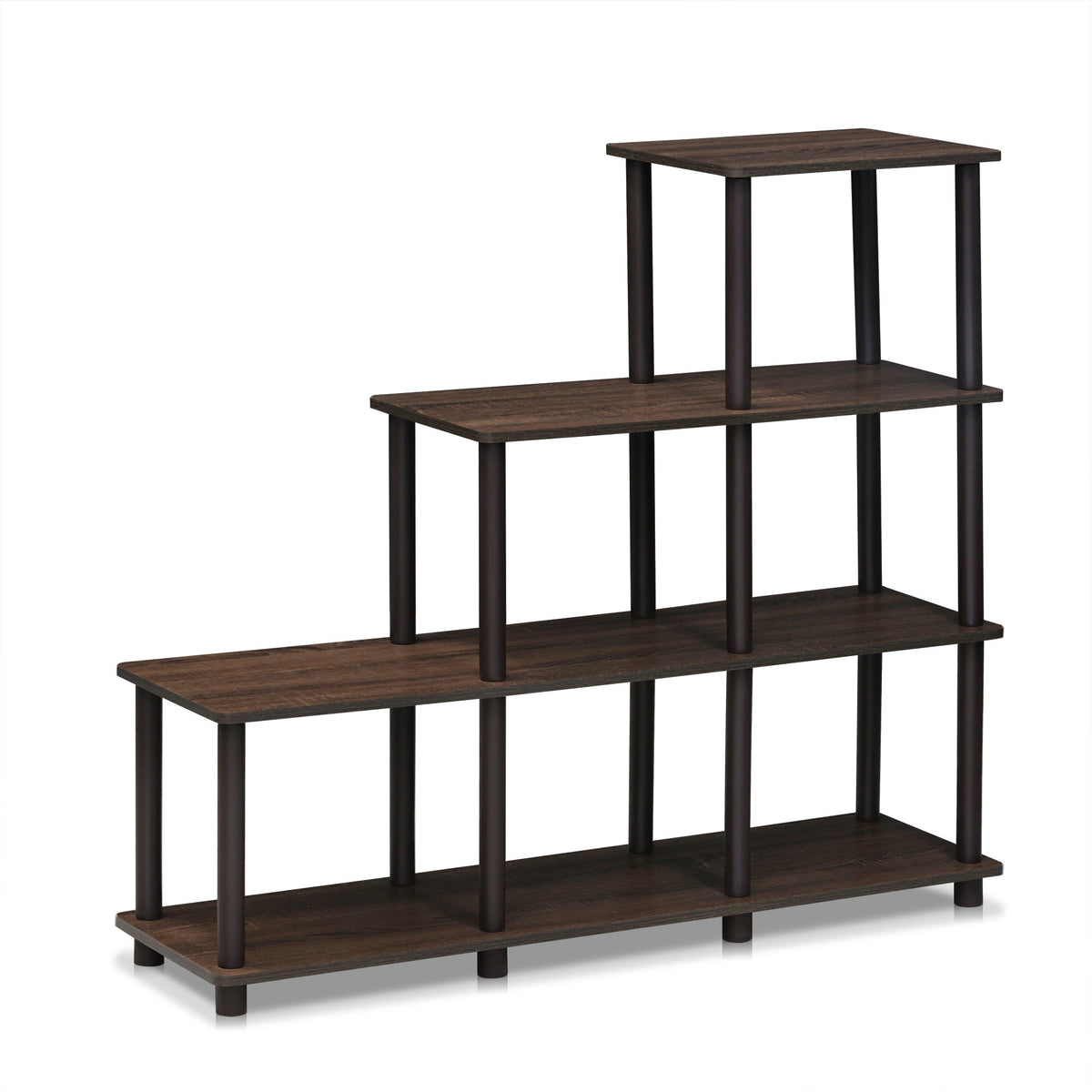Furinno Turn-N-Tube Storage Shelves, 4-Tier Ladder Book Shelf, 6 Cube Open frame Corner Shelf