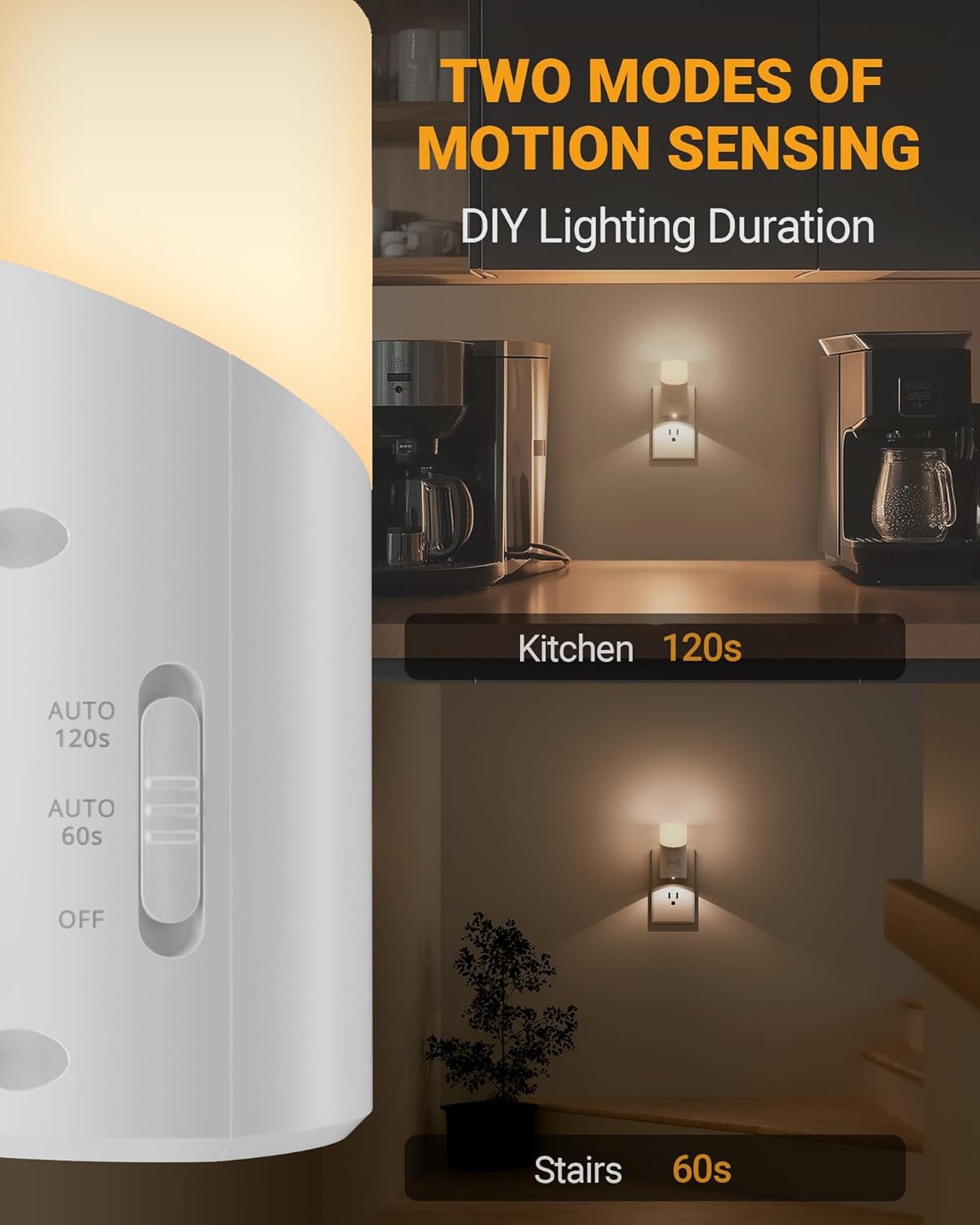 Lyridz LED Plug-in Night Light with 360° Motion Sensor, 1-150 Lumens Dimmable Nightlights Indoor