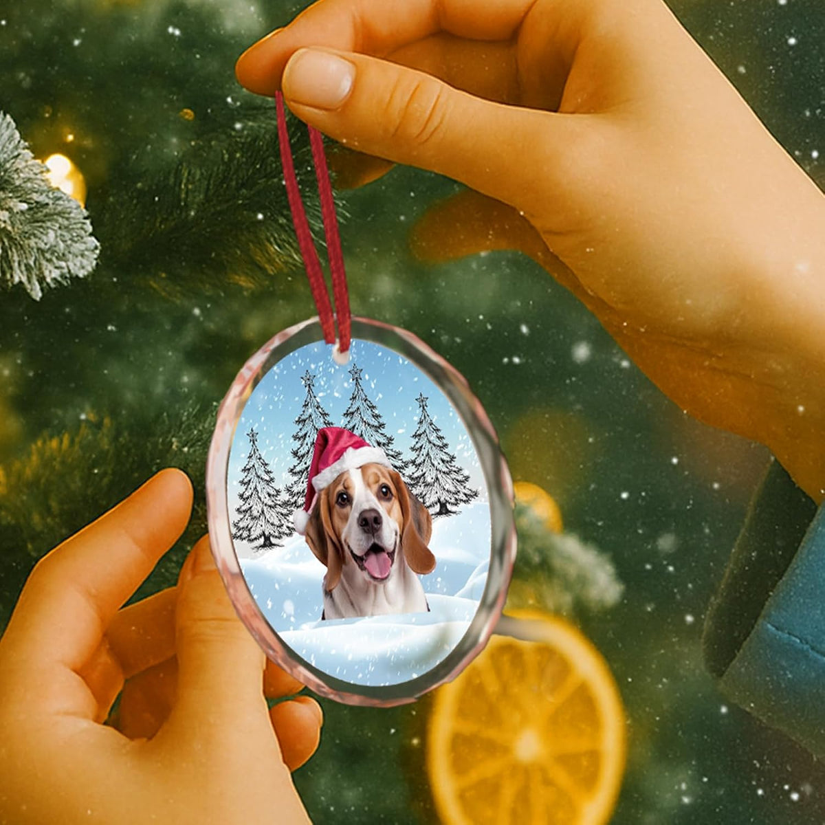 Personalized Photo Crystal Ornament, 2025 Custom Pet Engraved Christmas Keepsake, Memorial Gift for