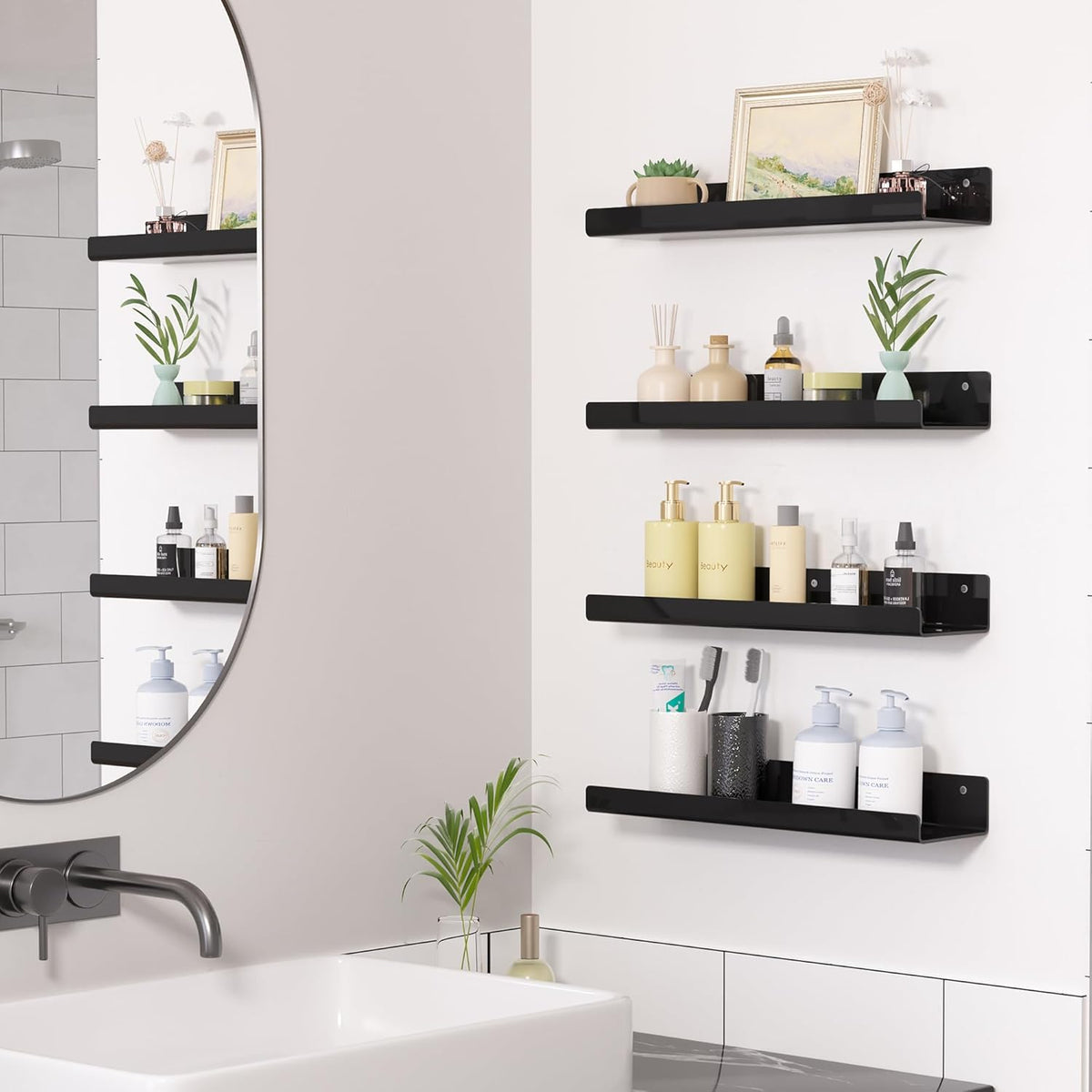 upsimples Acrylic Shelves for Wall Decor, 15" Display Shelf Perfume Organizer for Bathroom