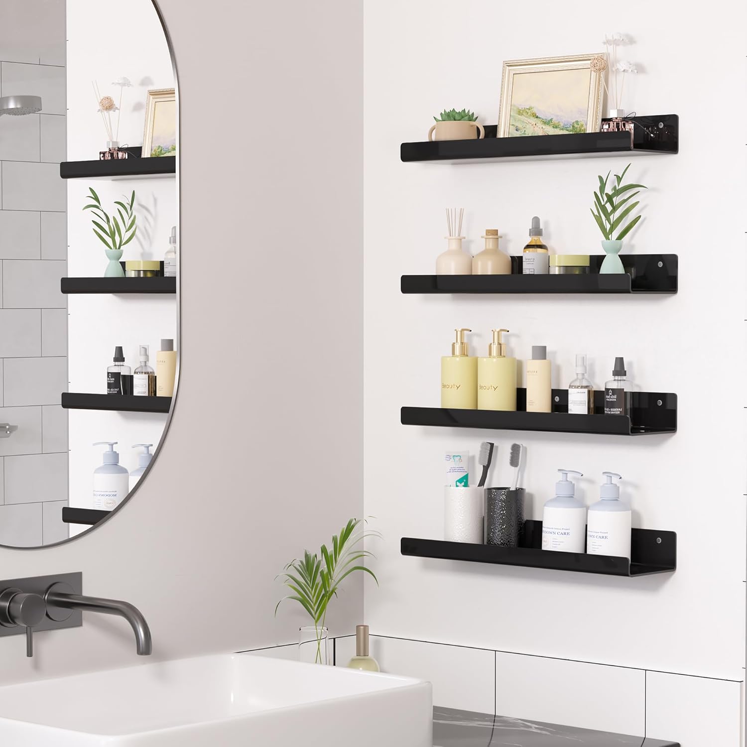 upsimples Acrylic Shelves for Wall Decor, 15" Display Shelf Perfume Organizer for Bathroom