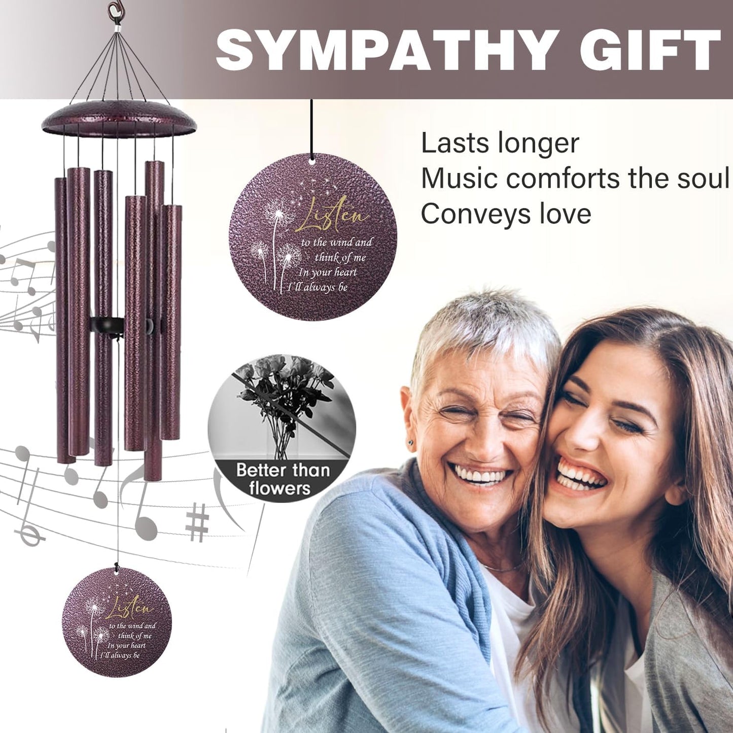 ASTARIN 36" Large Deep Tone Personalized Sympathy Wind Chimes, Memorial Wind Chime for Loss of