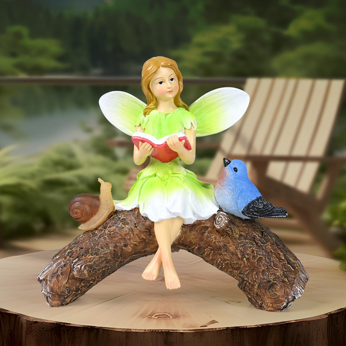 Garden Flower Fairy Statue Decor-Solar Outdoor Fairy Statues-Garden Fairy Outdoor Snail,Bird