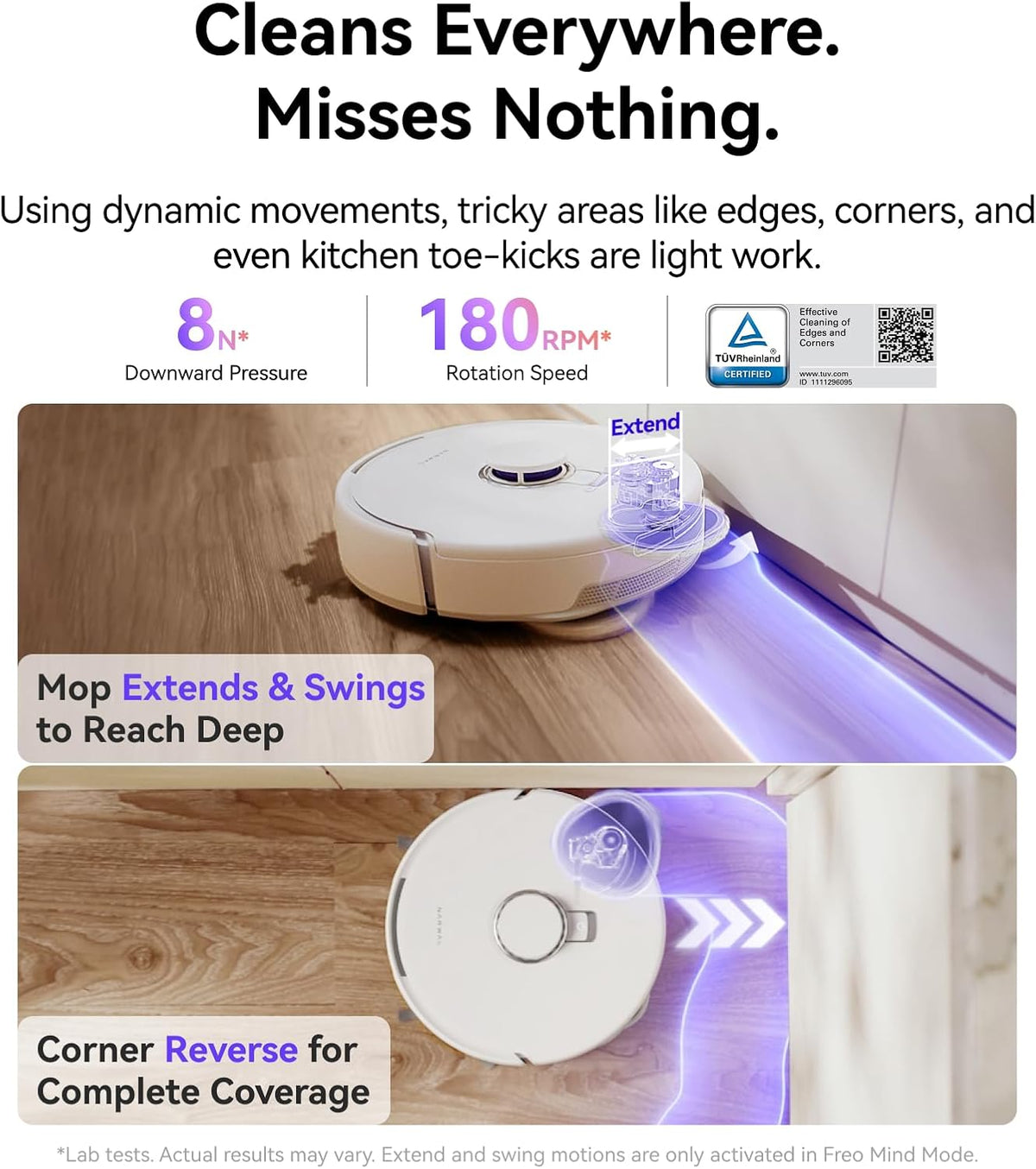 NARWAL Freo Z10 Robot Vacuum and Mop Combo, Tangle Free Robot Mop, 15,000Pa Suction, Adapts to