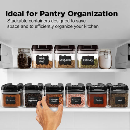 Shazo 9 PC Airtight Food Storage Containers - BPA Free Clear Plastic Snack & Spice Containers with