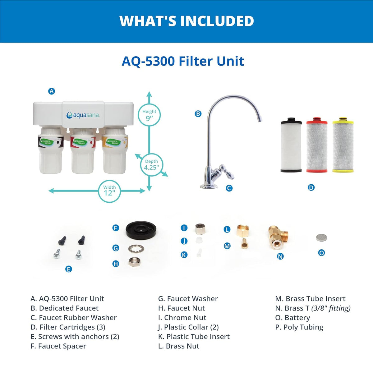 Aquasana Under Sink Water Filter System - Reduces PFAS, Lead, & Chlorine in Drinking Water - Under