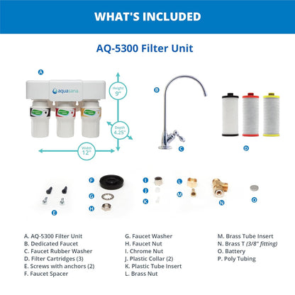 Aquasana Under Sink Water Filter System - Reduces PFAS, Lead, & Chlorine in Drinking Water - Under