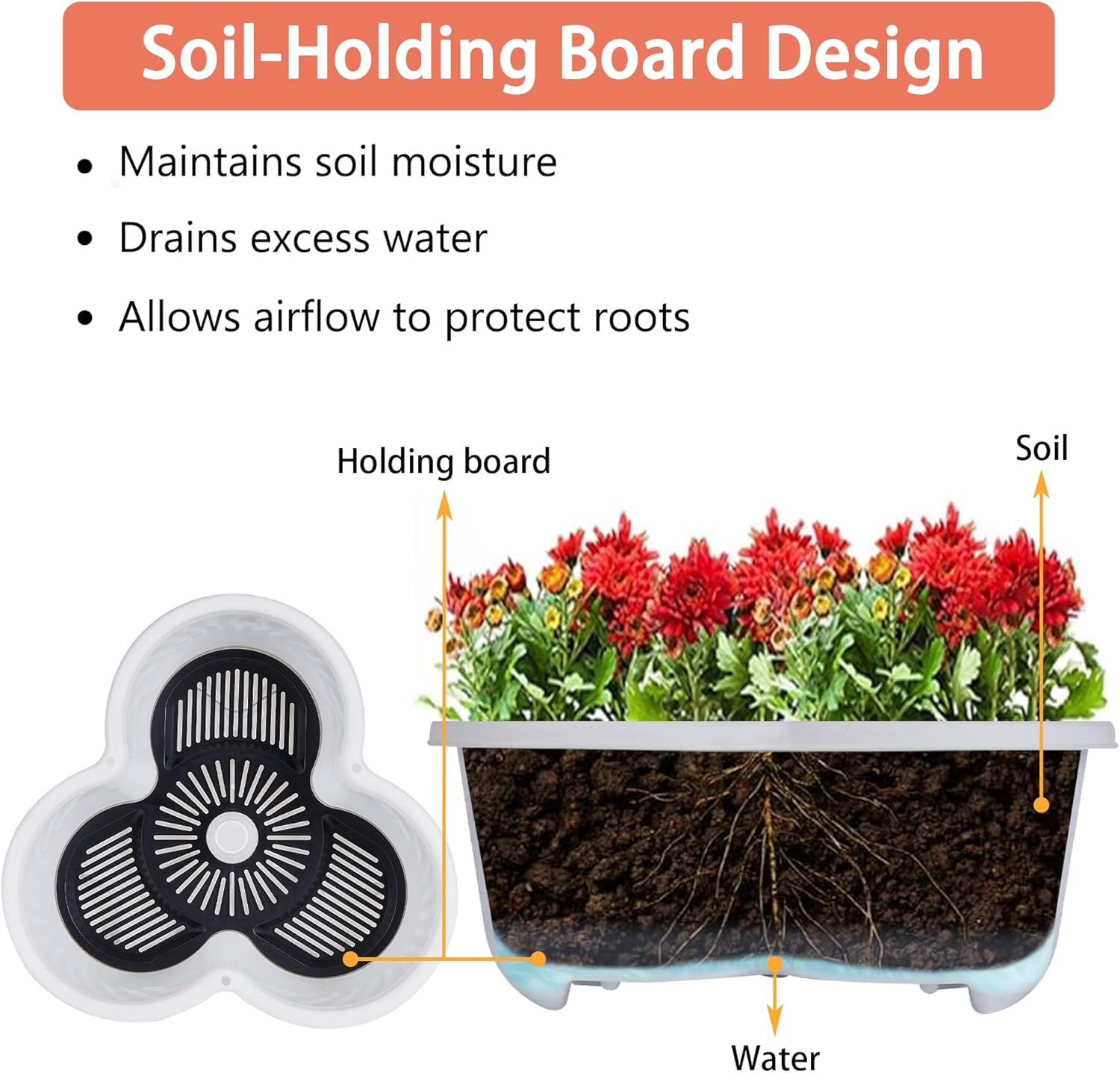 VECELO 5 Tier Vertical Garden Planter, Self Watering Stackable Planters with Wheels for