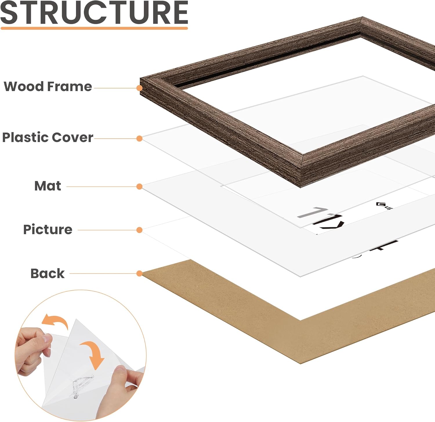 upsimples 11x14 Picture Frame, Natural Solid Wooden Picture Frames, Display 8x10 with Mat or 11 x