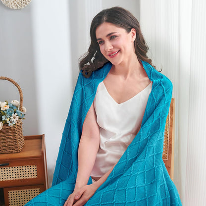 inhand Teal Throw Blanket for Couch and Bed, Soft Living Room Home Decor Knitted Twin Size Blanket
