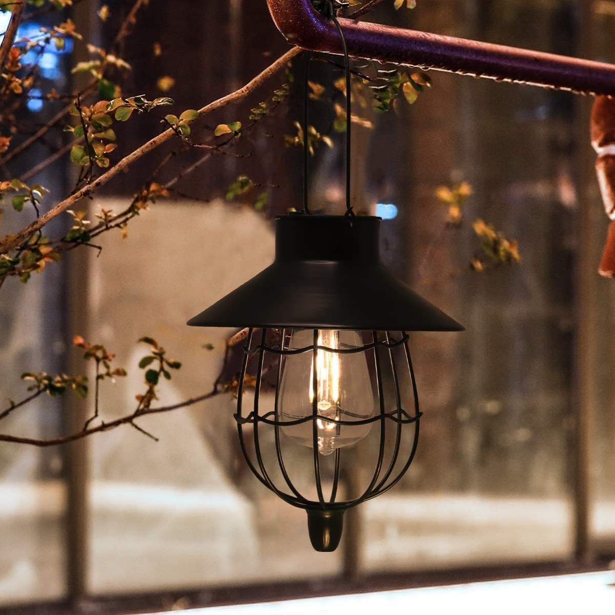 YAKii 6 Pack Solar Lantern Hanging Waterproof Outdoor Metal Solar Lamp with Warm White Light