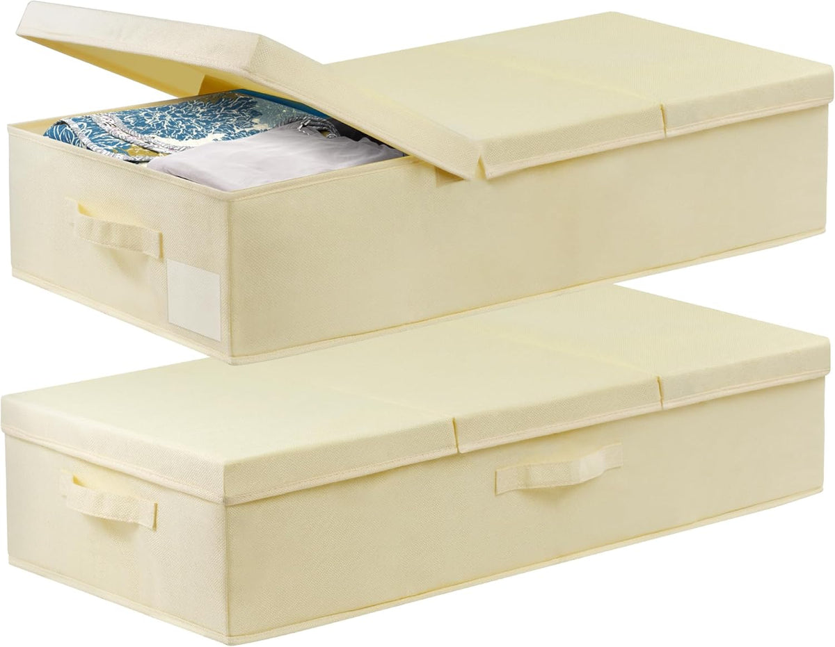Large Underbed Storage Bags Organizer Container With Lids, Set of 2 Under Bed Storage Organizer Box