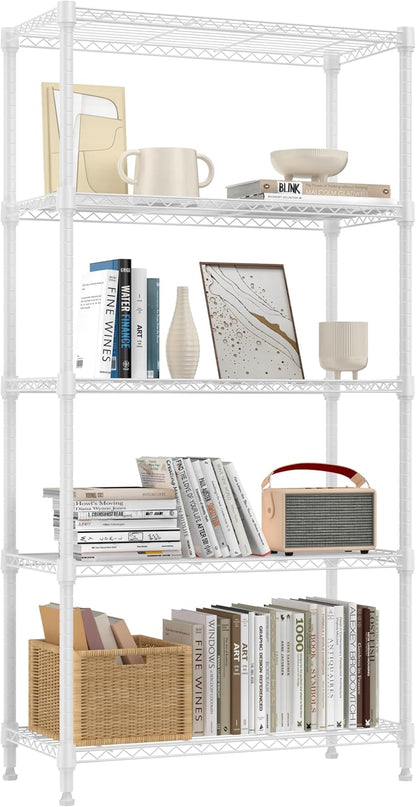 1250 lbs 5 Tier Shelf Metal Storage Shelves Wire Rack Closet Organizers for Garage Kitchen Bathroom