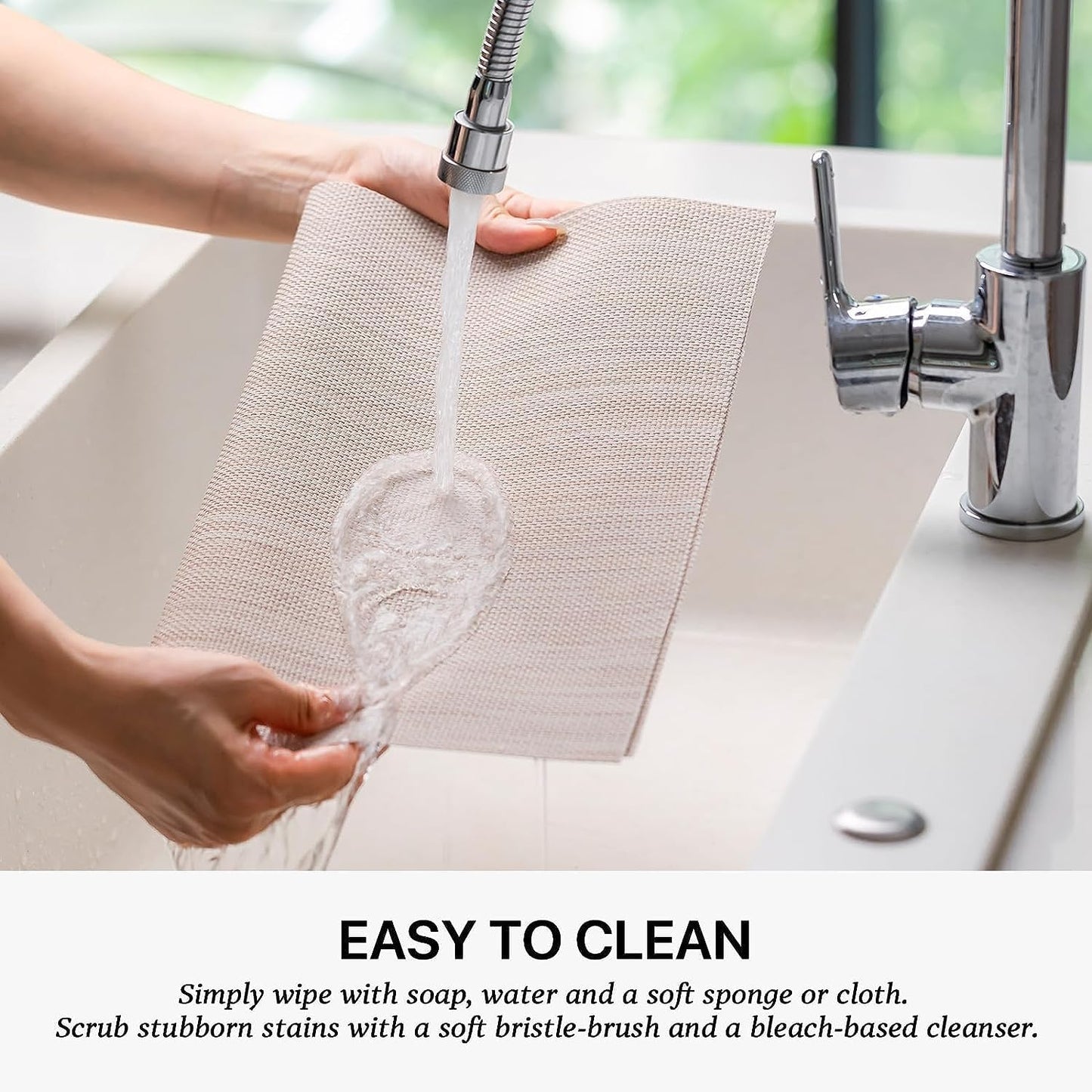 LEXMORE Placemats Set of 8 Vinyl/Plastic Woven Place Mats for Kitchen Table Indoor/Outdoor Washable