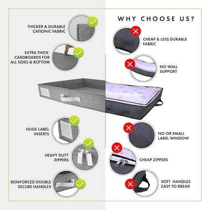 HOMELUX THEORY 2pc Low Profile Under Bed Storage Containers, Thin Under Couch Storage Organizer