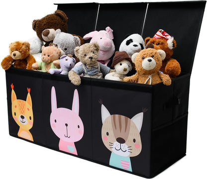 Extra Large Toy Storage Organizer with Lid - Sturdy, Collapsible Toy Chest Storage Box with Cute