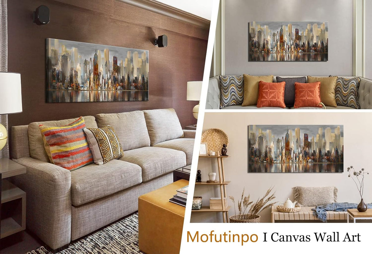 Wall Decorations Framed Large Cityscape New York Wall Decor Canvas Prints Abstract Brown City Theme