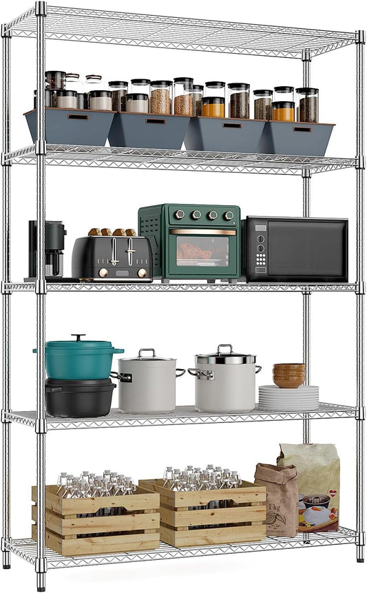 MZG 1750 lbs 5 Tier Storage Rack Metal Wire Shelving Unit, Storage Standing Household Shelf