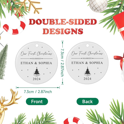 First Christmas Married Ornament 2025, Personalized Christmas Ornaments, Cuztomized Wedding Gifts