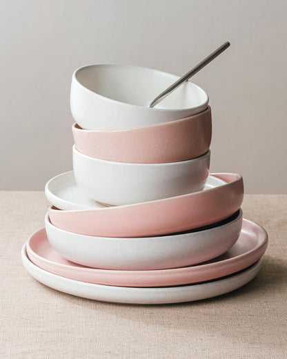 Famiware Milkyway Plates and Bowls Sets, 12 Pieces Dinnerware Sets, Reactive Glaze Dish Set