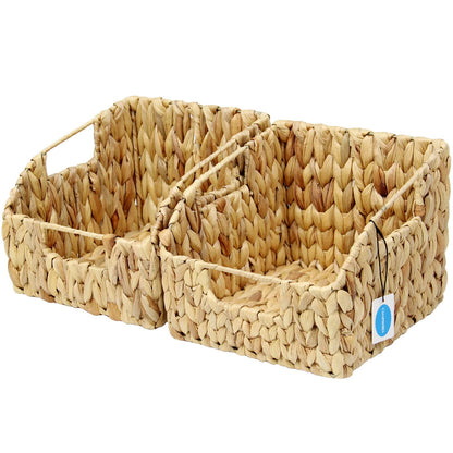 Casaphoria Square Irregular Hyacinth Storage Baskets Natural Hand Woven Water Hyacinth Basket