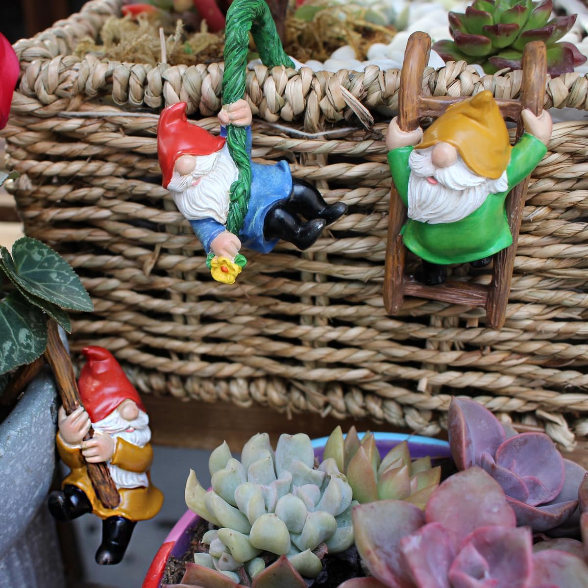 3 PCS Climbing Gnomes Tree Faces Decor Outdoor for Yard, Gnomes Statue, Outdoor Fairy Garden Resin