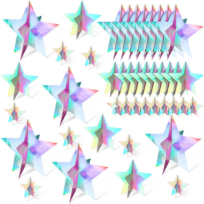 45 Pcs 3D Star Centerpieces Movie Night Decorations for Table in 3 Size Hanging Supplies for Red