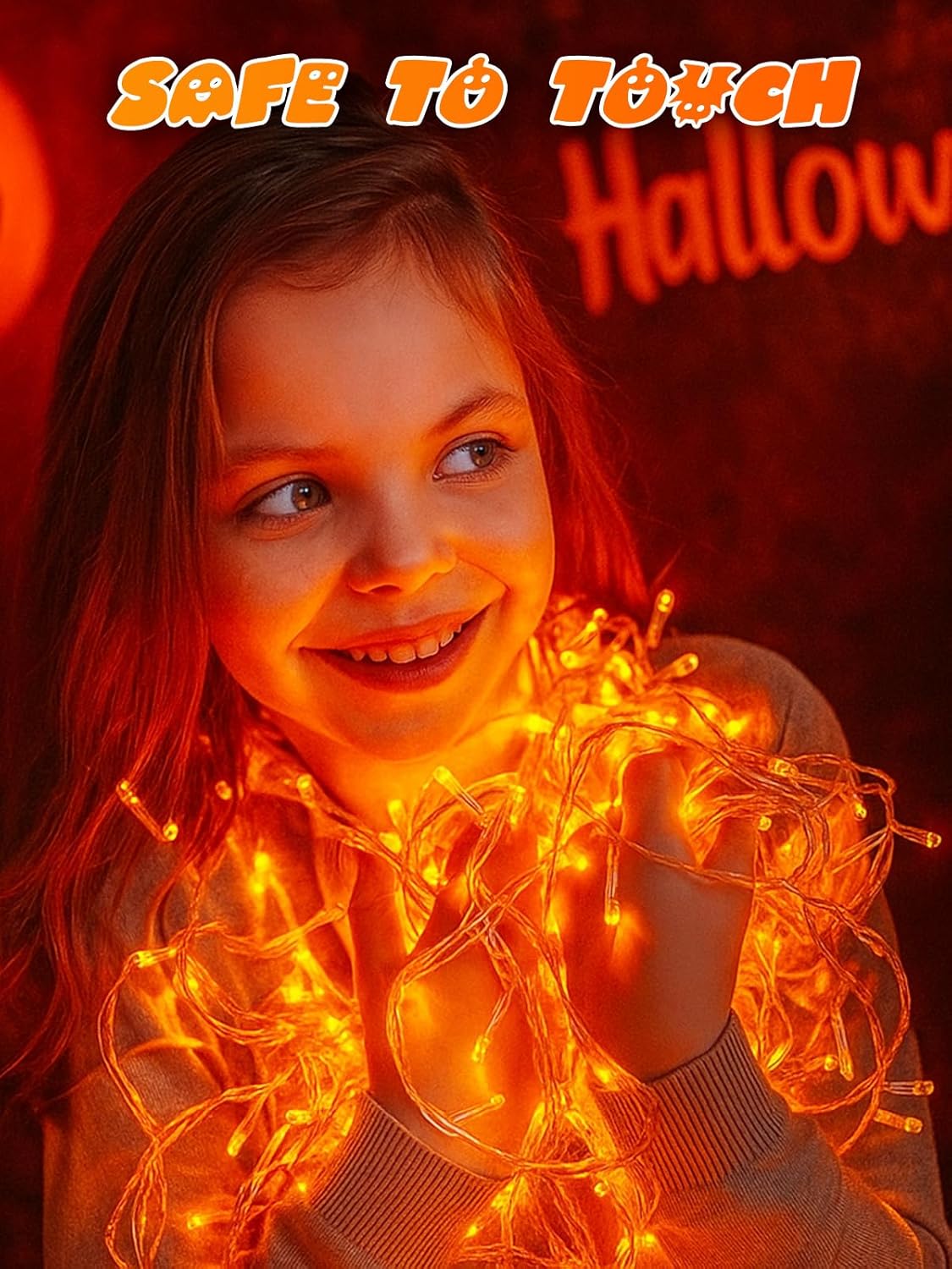 Halloween String Lights Battery Operated with Auto Timer, 33FT 100 LED Waterproof Orange String