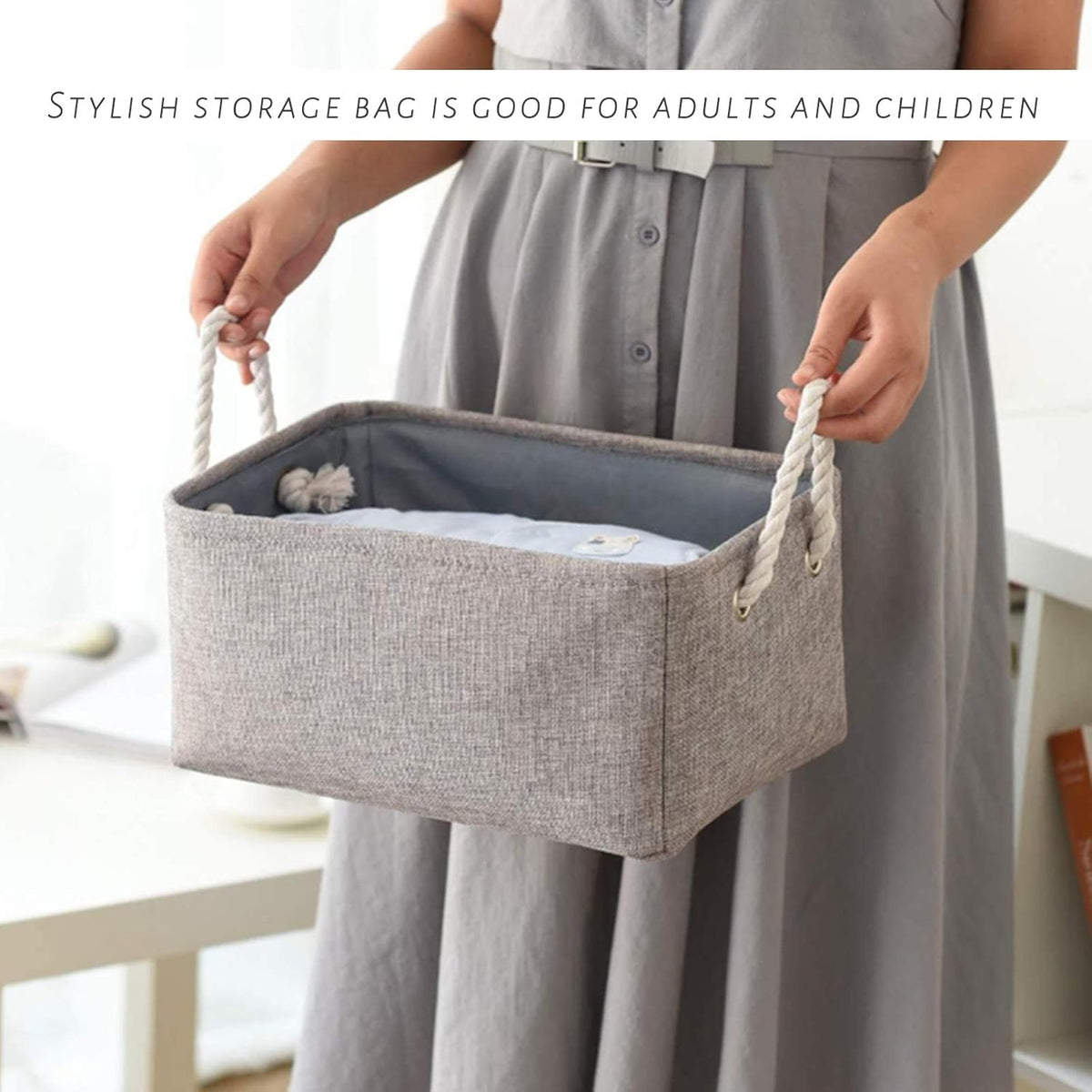 TcaFmac Storage Bins for Organization - Large 3 Pack Canvas Storage Basket for Shelves with