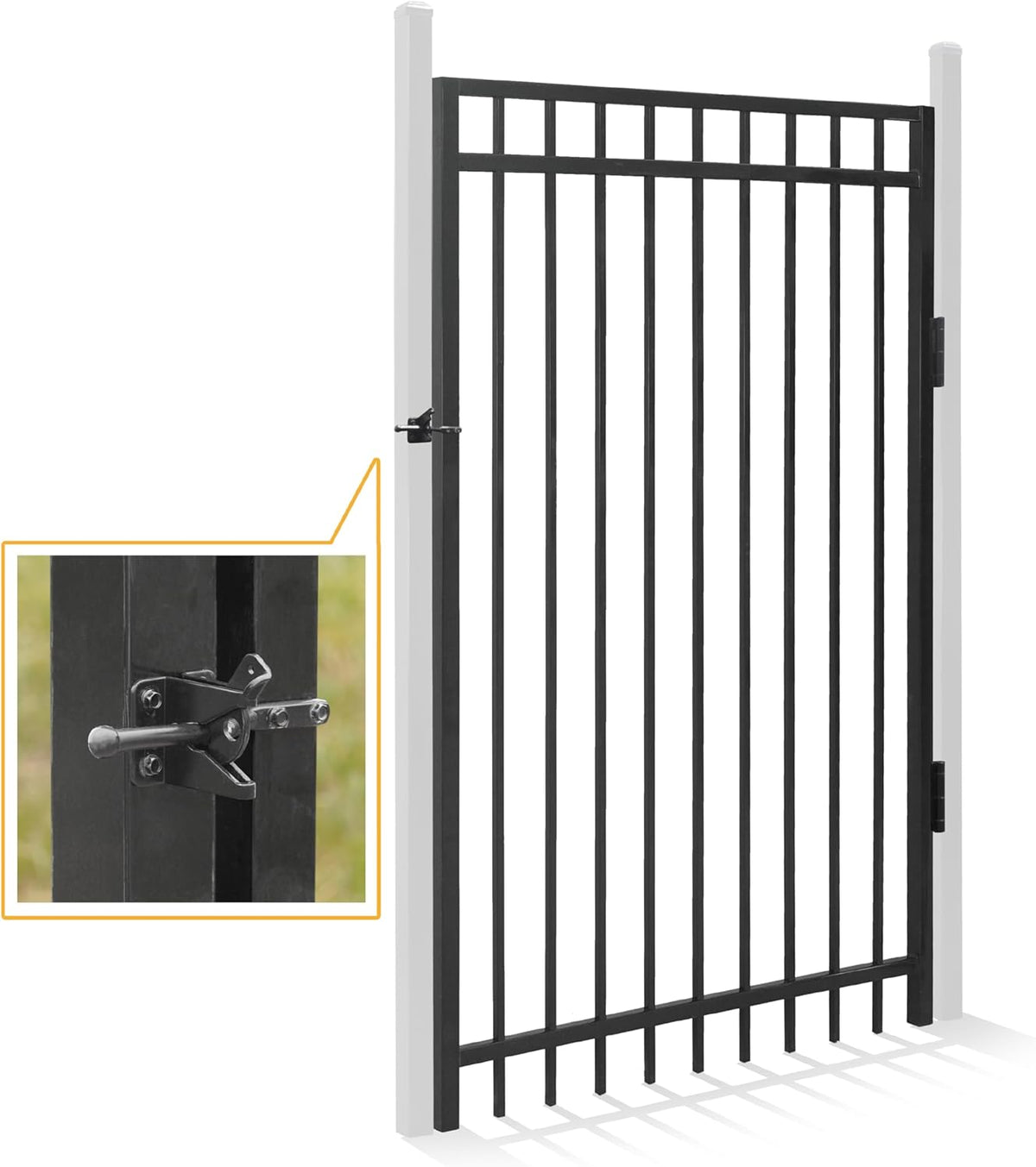 Fencer Wire Heavy Duty Flat Top Fence Gate, 6FT Height x 4FT Width Outdoor Fence Gate, Outdoor