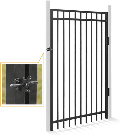 Fencer Wire Heavy Duty Flat Top Fence Gate, 6FT Height x 4FT Width Outdoor Fence Gate, Outdoor