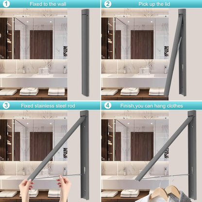 Retractable Clothes Drying Rack,Space Saver Wall Mounted Folding Hanger for Laundry Room, Closet