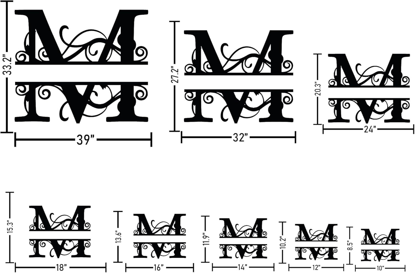 Personalized Metal Name Signs, Split Letter Monogram Wall Art Decor, Durable Steel Family Last Name