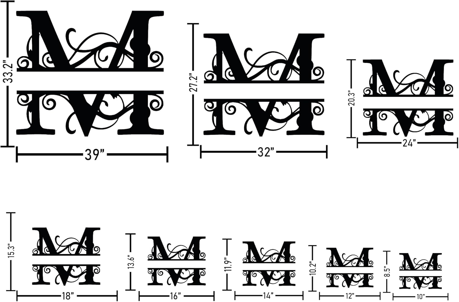 Personalized Metal Name Signs, Split Letter Monogram Wall Art Decor, Durable Steel Family Last Name