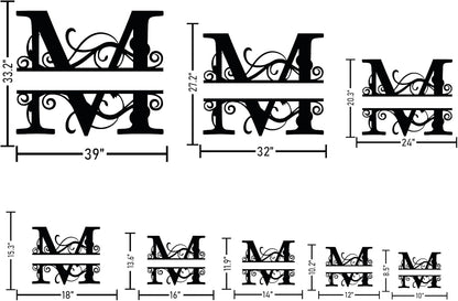 Personalized Metal Name Signs, Split Letter Monogram Wall Art Decor, Durable Steel Family Last Name
