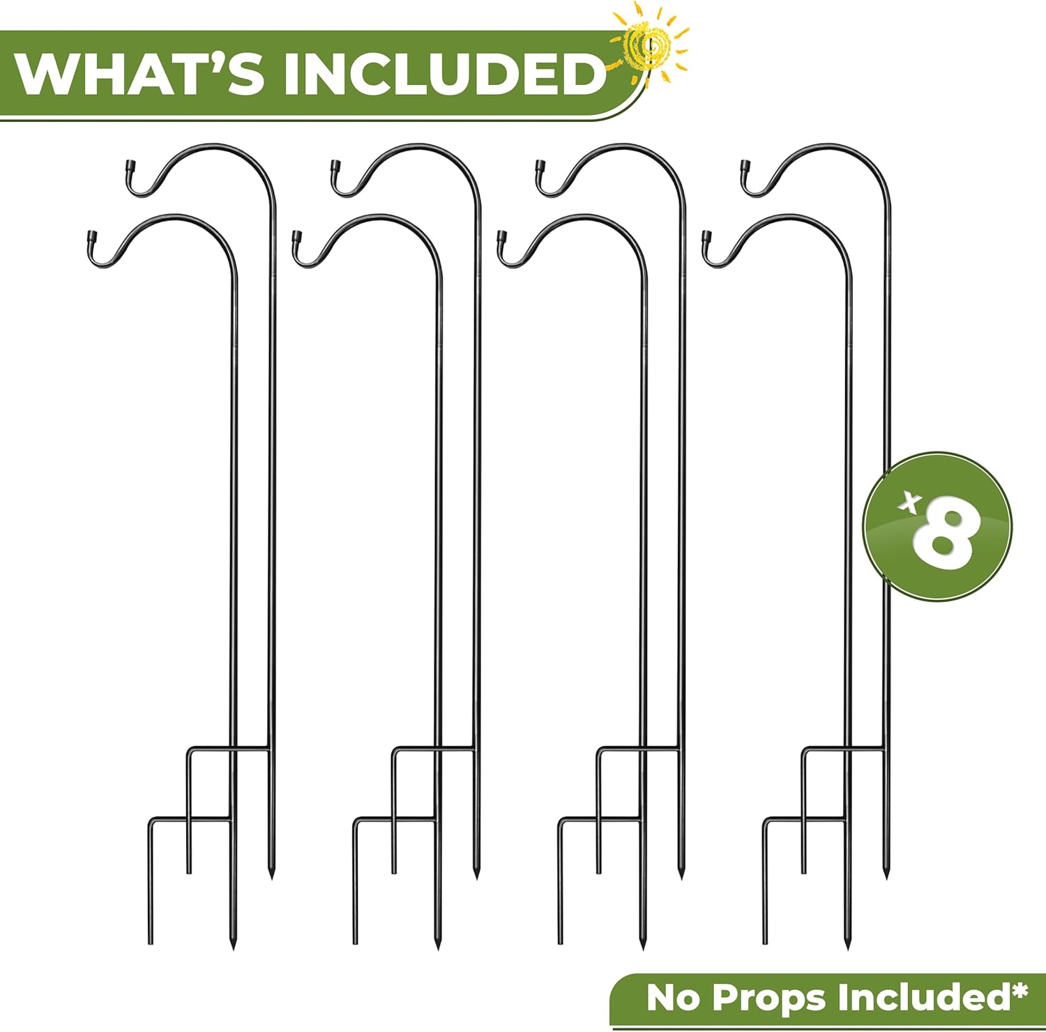 Sorbus Shepherds Hooks for Outdoor - Set of 8 Extendable Garden Planter Stakes for Bird Feeders