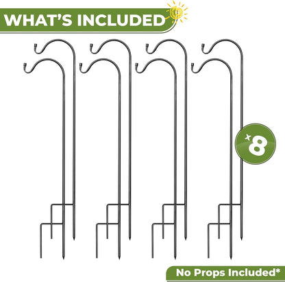 Sorbus Shepherds Hooks for Outdoor - Set of 8 Extendable Garden Planter Stakes for Bird Feeders