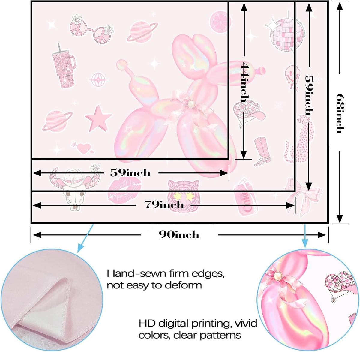 Lunerfex Y2K Tapestry Pink Dog Wall Tapestry, Cute Tapestries for Bedroom Funny Tapestries Wall