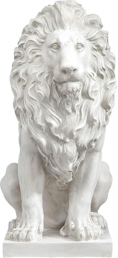 Design Toscano Lion of Florence Sentinel Indoor/Outdoor Animal Statue, 28 Inch Tall, Cast Stone