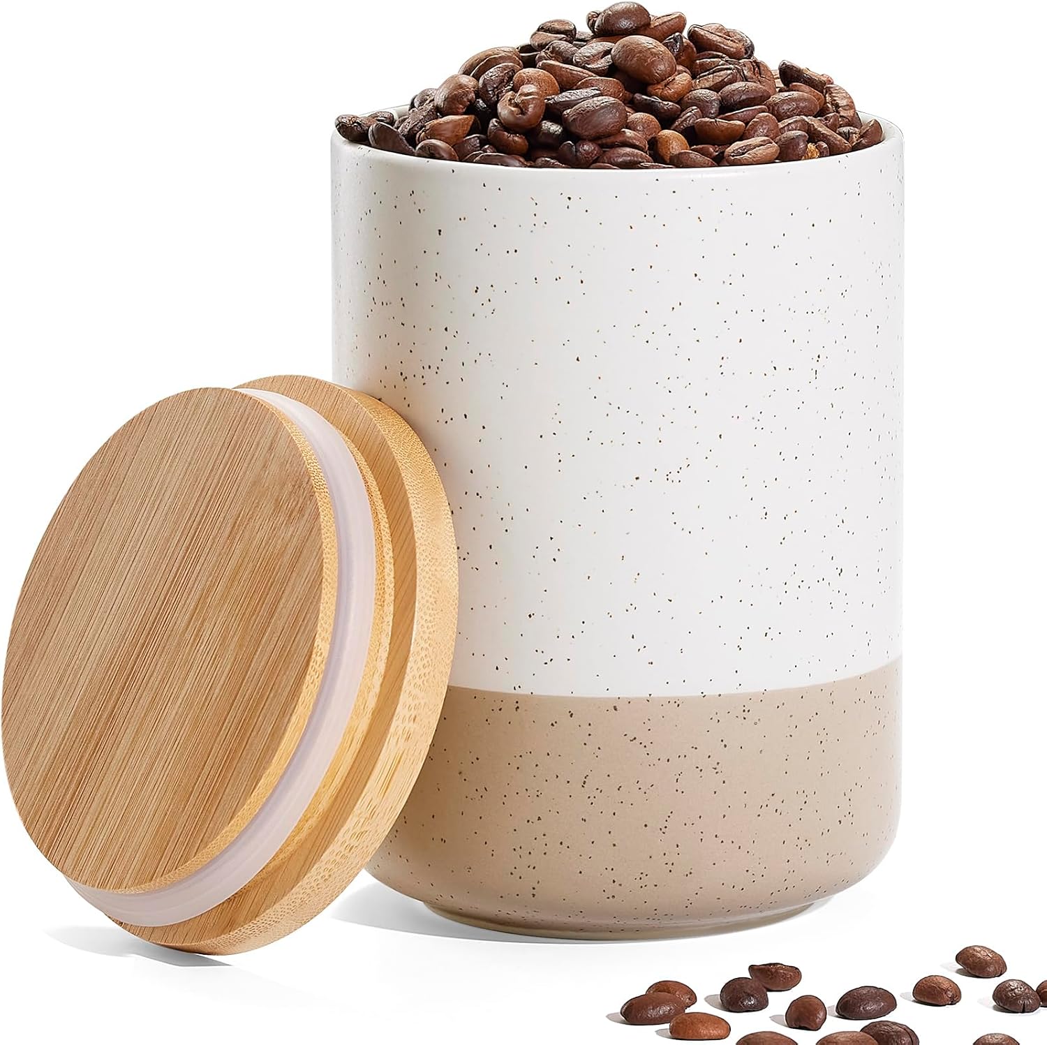 Yangbaga Canister Sets for Kitchen Counter, 40 OZ Large Ceramic Food Storage Jars with Airtight