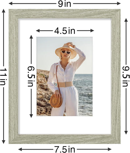 Vittanly 8x10 Picture Frames Set of 9, Shatter Resistant Plexiglass, Display 5x7 Pictures with Mat
