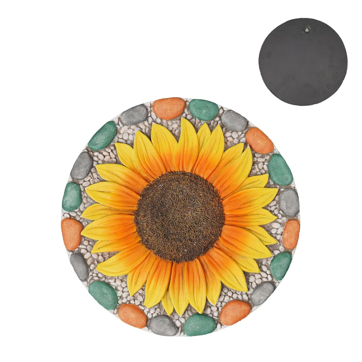 Decorative Sunflower Garden Stepping Stone - Colorful Pebble Border, Garden Stepping Stones Outdoor