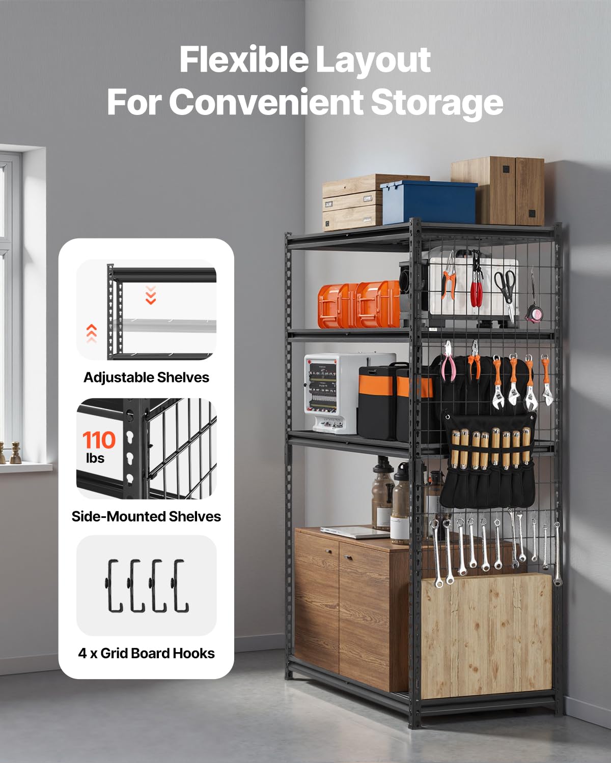 VEVOR Storage Shelving Unit, 5-Tier Adjustable, 2000 lbs Capacity, Heavy Duty Garage Shelves Metal