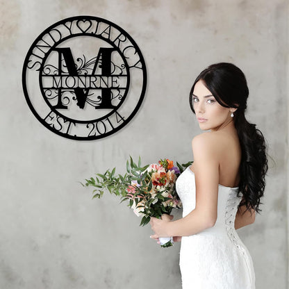 Custom Metal Sign | Personalized Family Name Sign | Monogram Wall Decor | Metal Name Sign| Split