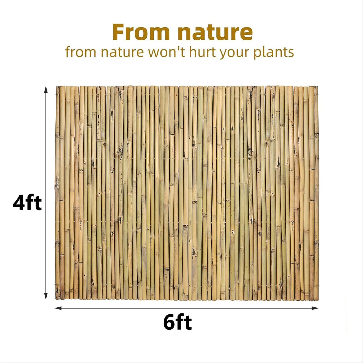 Natural Bamboo Fence, 4 ft x 6 ft Bamboo Fencing Screen for Garden, Rolled Privacy Fence Screen for