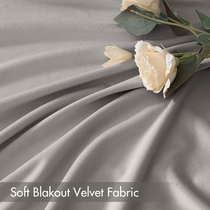 MIULEE Silver Velvet Curtains Thermal Insulated Blackout Curtain Drapes for Bedroom Living Room