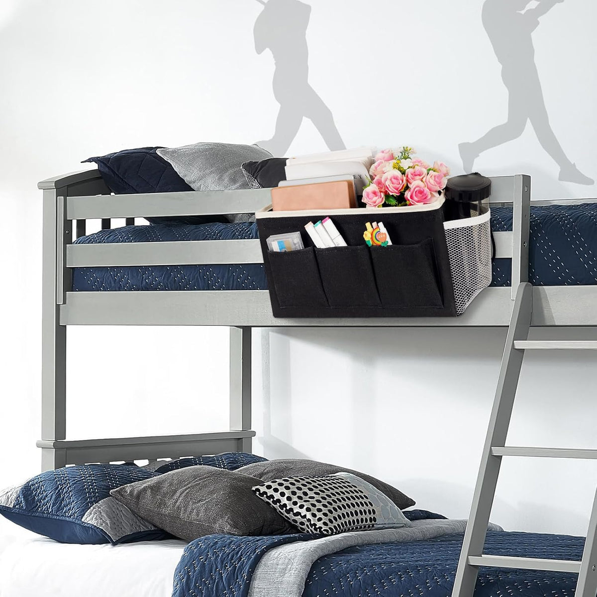 Bedside Storage Caddy/Bedside Hanging Storage Bag for Headboards Bunk Beds Dorm Rooms Book Phone