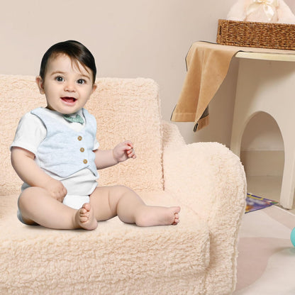 Kids Chairs for Toddler, 2-in-1 Toddler Soft Sherpa Couch Fold Out, Convertible Sofa to Lounger for