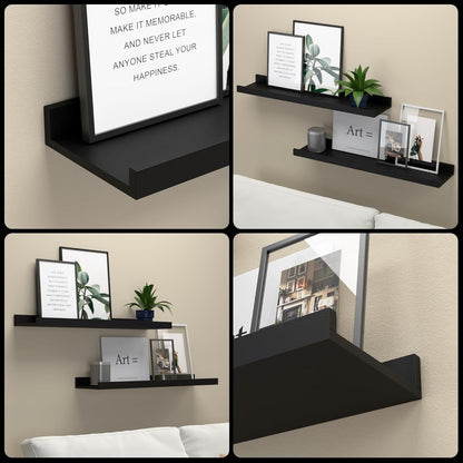 RICHER HOUSE 3 Set Floating Shelves for Wall, Black Wall Mounted Shelves with Lip for Storage
